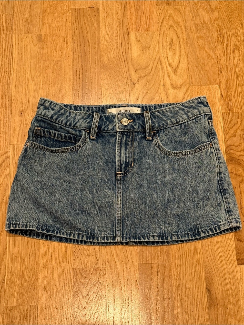 Hollister Mid Wash Blue Denim Mini Skirt